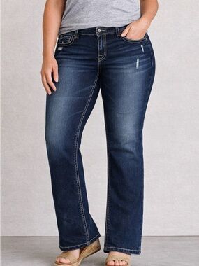 Silver Jeans Sam Bootcut Jeans Womens 18 L29 Dark Wash Mid Rise Stretch Denim